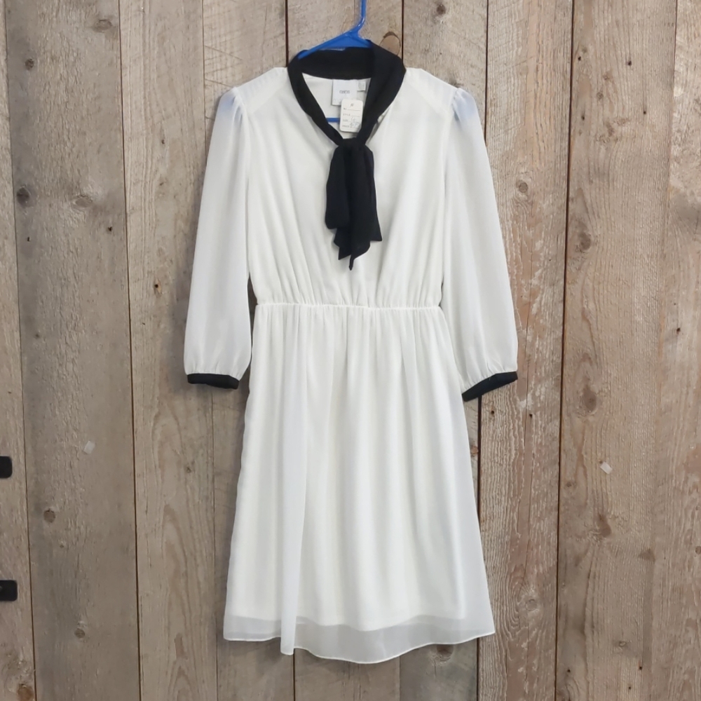 ASOS maternity white flare bow neck chic dress